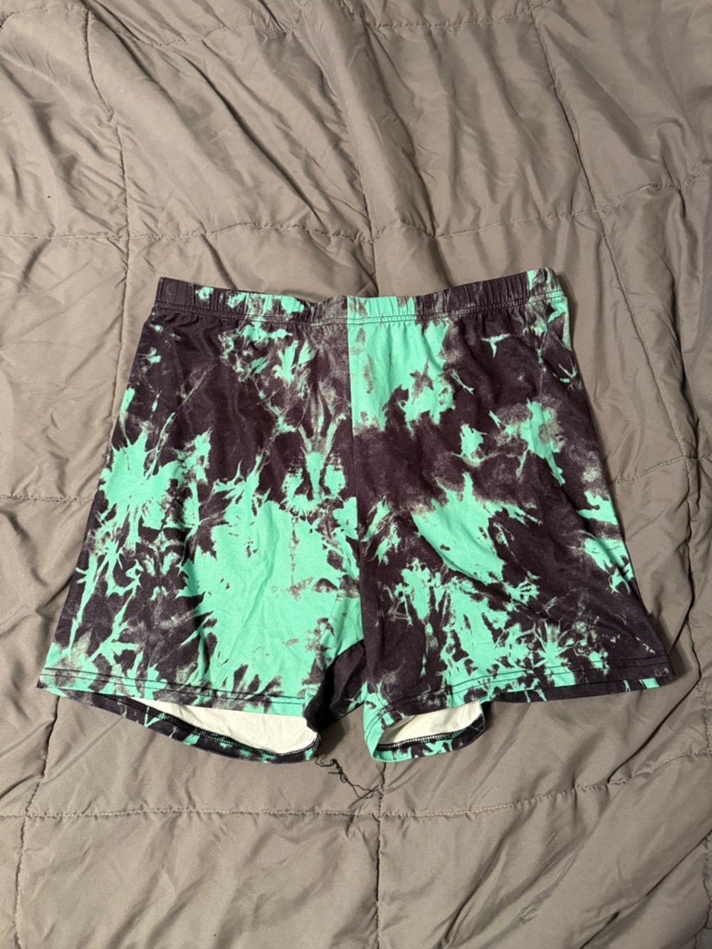 Tie-Dye Athletic bike Shorts in Green and Black